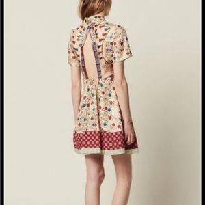 Sandro 100% Silk Floral Print Dress (Size EU 34) Excellent Condition